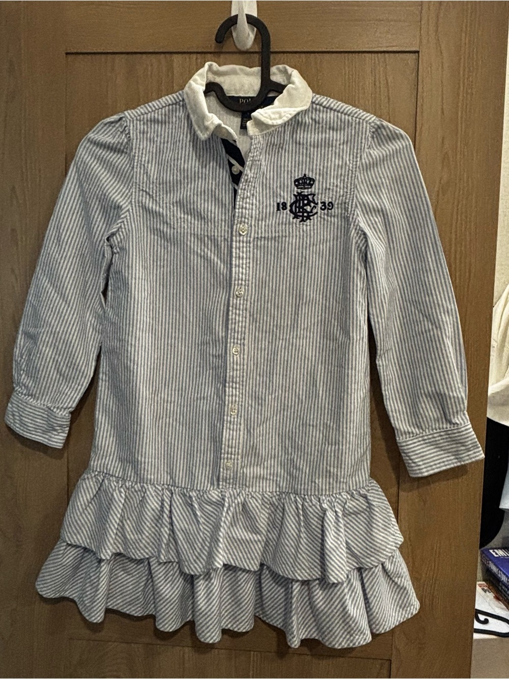 Polo Ralph Lauren Girls Striped Dress Size 6 Crest Nautical Coastal Preppy